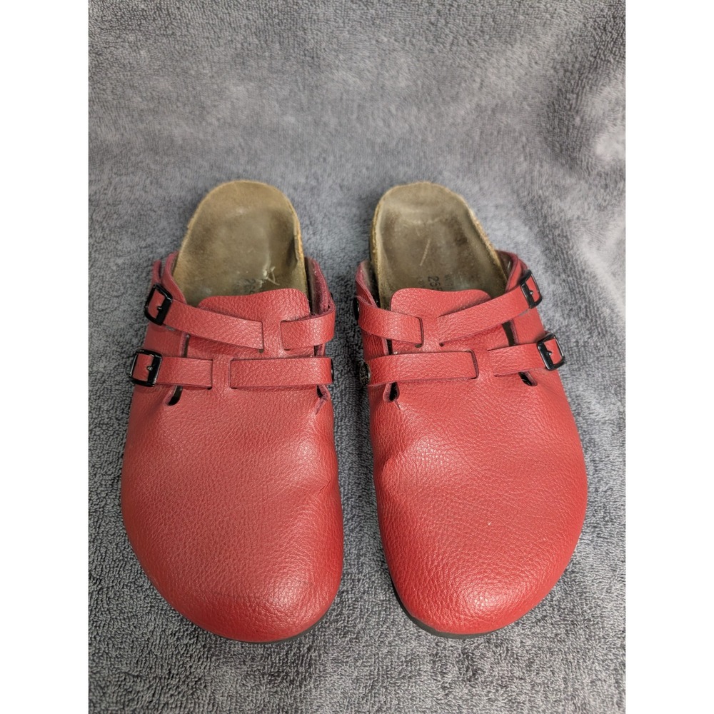 Birki's by Birkenstock Red Leather Clog Mules Double Strap Buckle EU 41 L10 M8